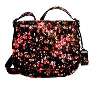 RARE - Calf Hair - Coach Saddle 23 - Mountain Buds - Black Pink - Crossbody Bag